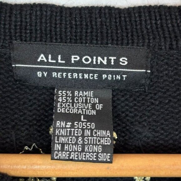 All Points by Reference Point Women's Black Gold embroidered beaded cardigan L - Picture 7 of 12